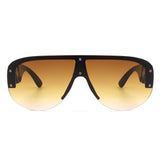 S2102 - Classic Half Frame Retro Oversize Vintage Fashion Aviator Sunglasses