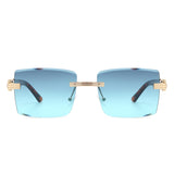 HW2047 - Rimless Square Retro Tinted Fashion Wholesale Sunglasses