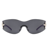 HW2031 - Women Rectangle Rimless Wraparound Shield Fashion Oversize Wholesale Sunglasses