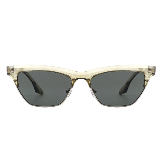 HS2082 - Women Retro Half Frame Square Fashion Cat Eye Sunglasses