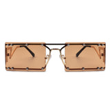 HJ3008 - Retro Rectangle Flat Top Vintage Tinted Fashion Sunglasses