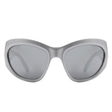 HS1157 - Women Oversize Wrap Around Curved Fashion Sunglasses