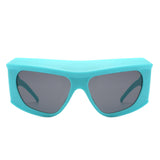 S1215 - Square Chunky Wrap Around Tinted Oversize Fashion Sunglasses