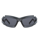 HS2129 - Futuristic Rectangle Geometric Chunky Sport Wrap Around Wholesale Sunglasses