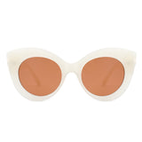 HS1062 - Women Retro Round Pearl Design Cat Eye Fashion Sunglasses