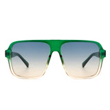 HS2058 - Retro Square Aviator Style Vintage Flat Top Sunglasses