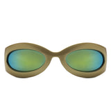 HS1187 - Oval Wrap Around Retro Round Fashion Wholesale Sunglasses