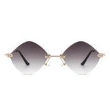 HW2013 - Rimless Retro Round Geometric Frameless Tinted Fashion Sunglasses