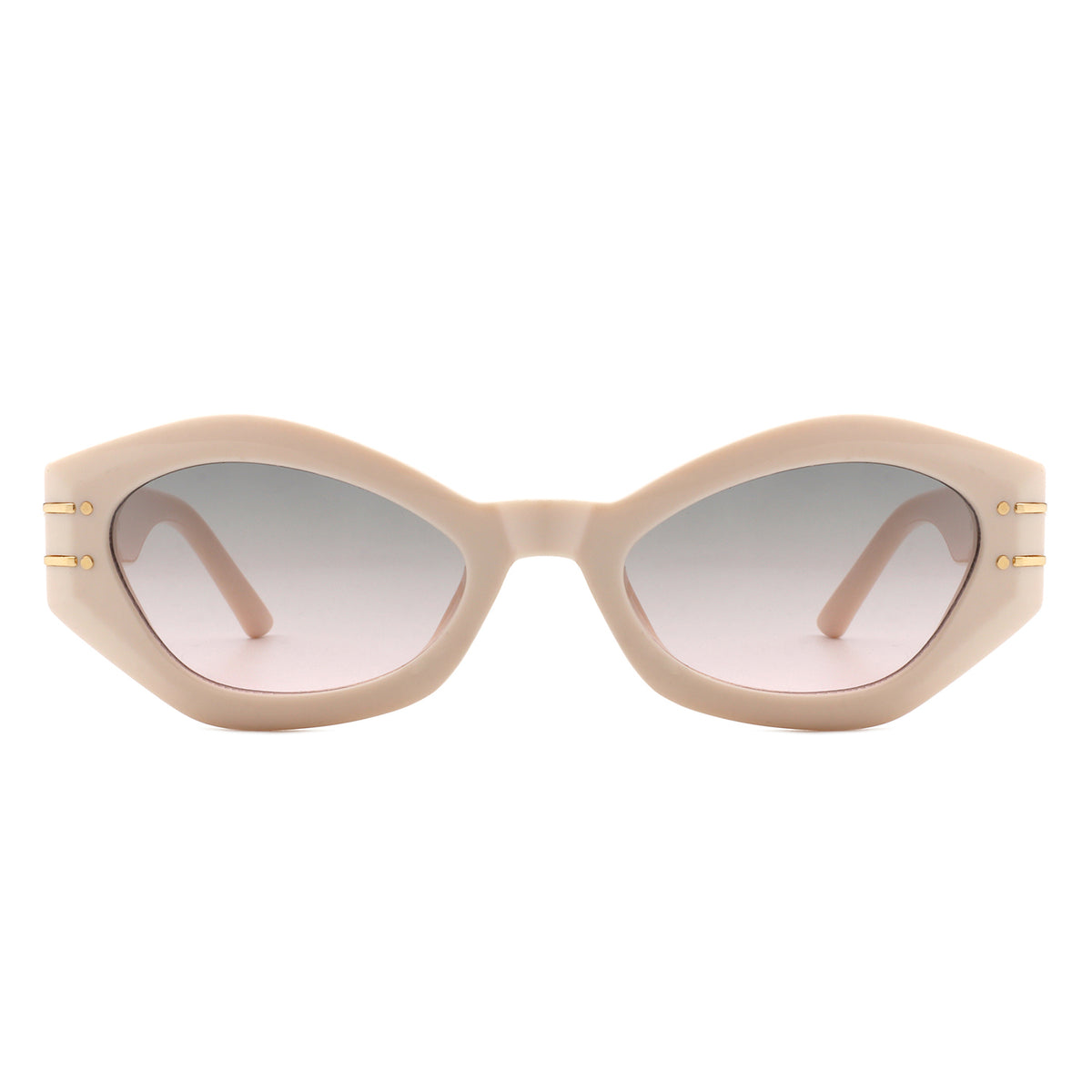 S2116 - Geometric Oval Slim Fashion Round Cat Eye Sunglasses