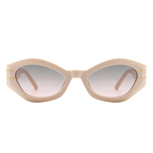 S2116 - Geometric Oval Slim Fashion Round Cat Eye Sunglasses