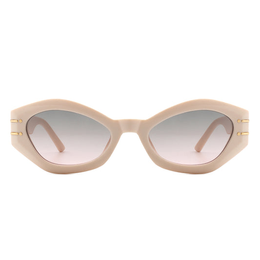 S2116 - Geometric Oval Slim Fashion Round Cat Eye Sunglasses