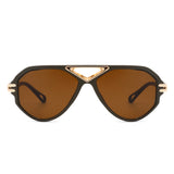 HS2057 - Geometric Retro Round Vintage Fashion Aviator Sunglasses