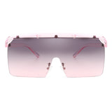 HS2015 - Square Oversize Retro Rimless Flat Top Fashion Sunglasses