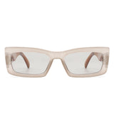 HS2075 - Retro Narrow Rectangle Flat Top Slim Fashion Sunglasses