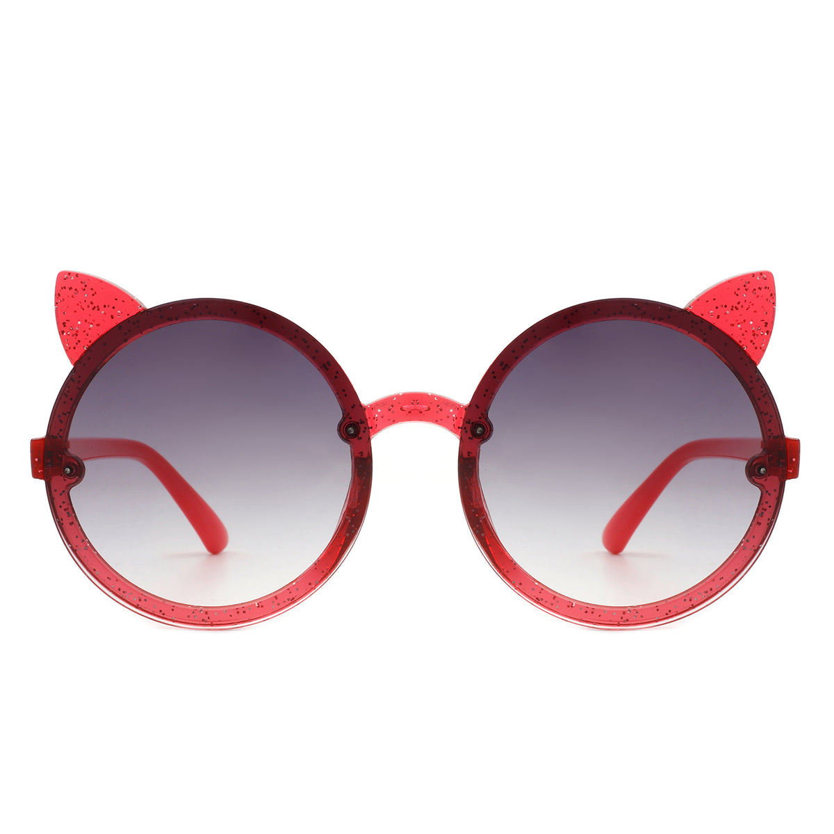 HK2030 - Girls Round Cat Ear Design Glitter Toddler Kids Sunglasses