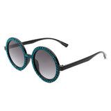 S2114 - Round Fashion Rhinestone Circle Oversize Women Sunglasses