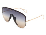 HW3007 - Retro Half Frame Oversize Vintage Aviator Fashion Sunglasses