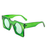 HS1141 - Geometric Square Irregular Futuristic Fashion Sunglasses