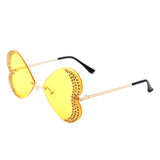 HW2030 - Rimless Butterfly Heart Shape Tinted Fashion Women Sunglasses