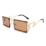 HJ3008 - Retro Rectangle Flat Top Vintage Tinted Fashion Sunglasses