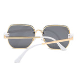 J3004 - Geometric Square Retro Metal Fashion Designer Sunglasses