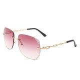 HW2033 - Classic Rimless Chic Square Tinted Fashion Women Sunglasses