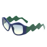 HS1210 - Square Oversize Irregular Wavy Temple Design Fashion Wholesale Sunglasses