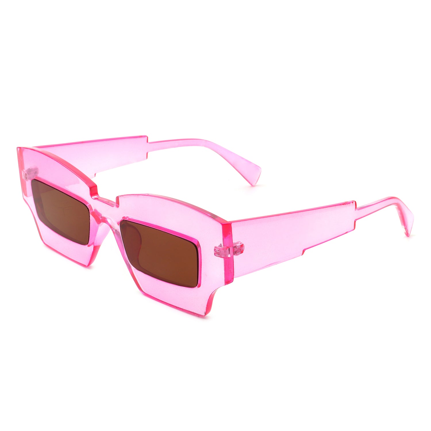 HS1140 - Futuristic Square Chunky Narrow Irregular Tinted Fashion Sunglasses
