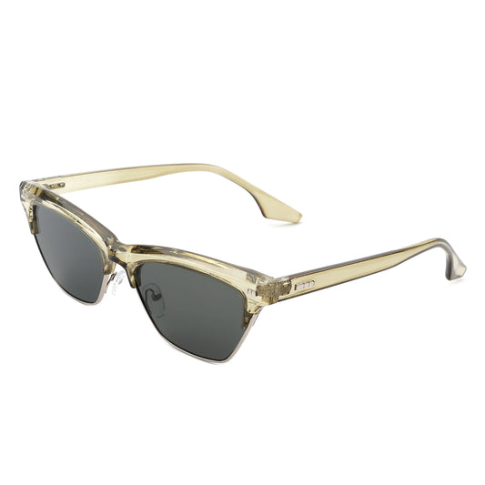 HS2082 - Women Retro Half Frame Square Fashion Cat Eye Sunglasses