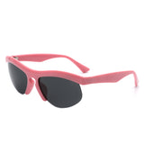 HS1184 - Rectangle Half Frame Sport Square Wholesale Sunglasses