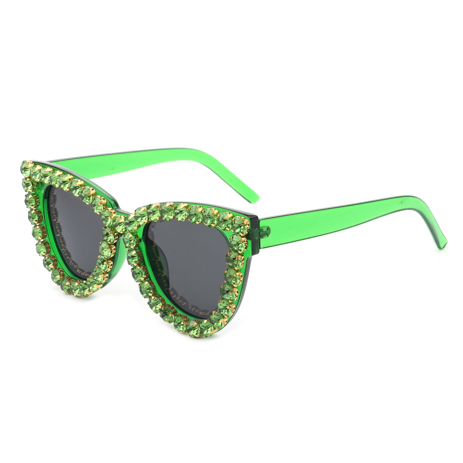 HS2038 - Women Cat Eye Rhinestone Diamond Oversize Fashion Sunglasses