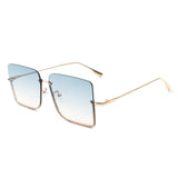 HJ2011 - Women Square Half Frame Oversize Retro Fashion Wholesale Sunglasses