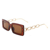 HS2100 - Square Flat Top Chain Link Temple Design Fashion Sunglasses