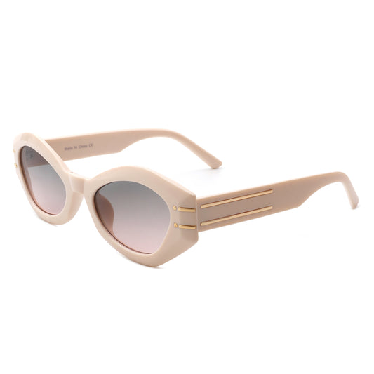 S2116 - Geometric Oval Slim Fashion Round Cat Eye Sunglasses