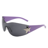 HW2031 - Women Rectangle Rimless Wraparound Shield Fashion Oversize Wholesale Sunglasses