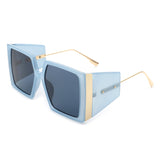 HS2031 - Women Square Oversize Wide Flat Top Fashion Sunglasses