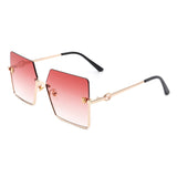 J3006 - Oversize Square Half Frame Flat Top NY Design Women Fashion Sunglasses