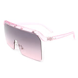 HS2015 - Square Oversize Retro Rimless Flat Top Fashion Sunglasses