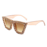 HS2006-1 - Women Rhinestone Square Diamonds Cat Eye Fashion Wholesale Sunglasses