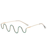 H1015 - Decorative Metal No Lens Frame Rhinestone Fashion Glasses