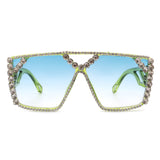 HS2045 - Square Oversize Crystal Fashion Rhinestone Women Sunglasses