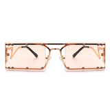 HJ3008 - Retro Rectangle Flat Top Vintage Tinted Fashion Sunglasses