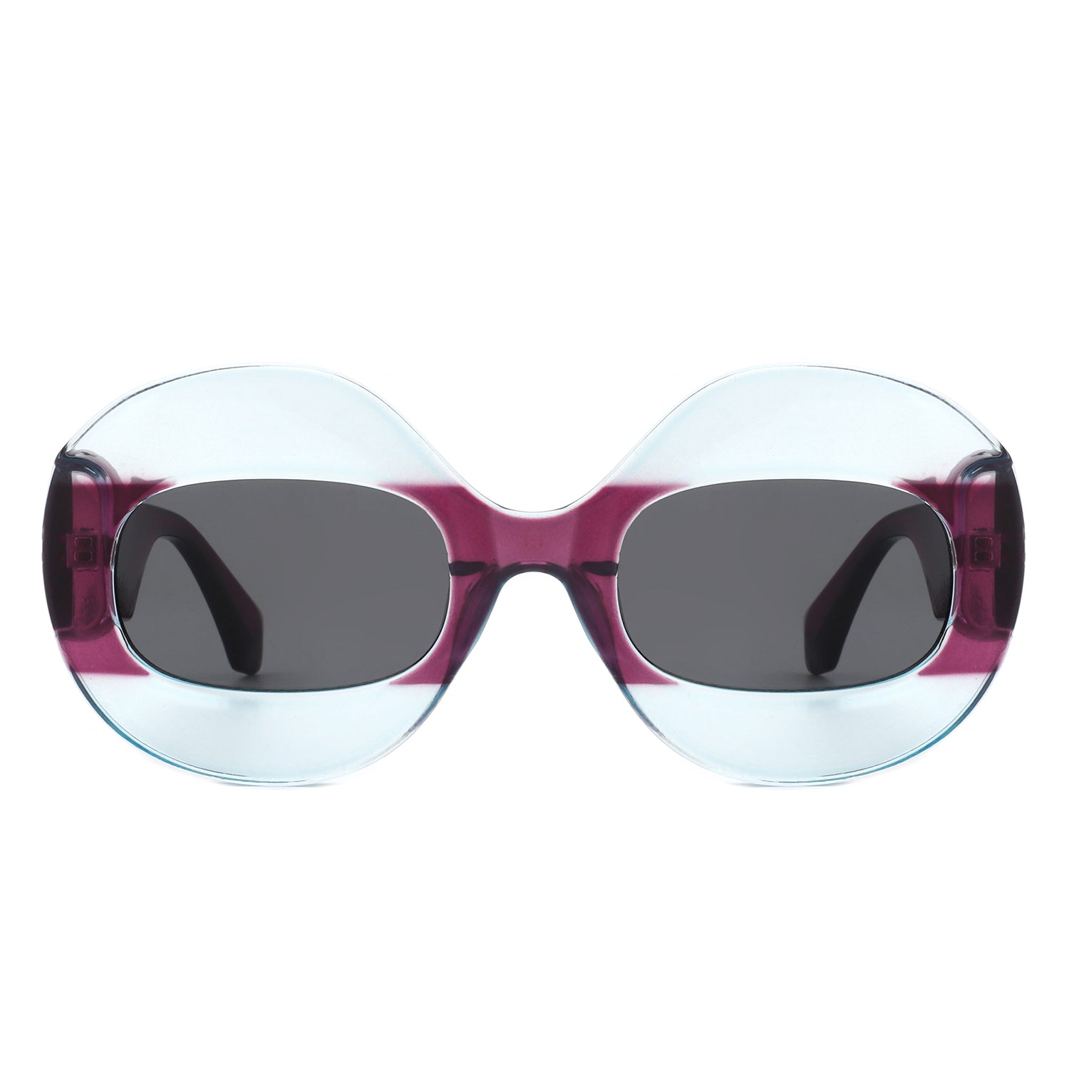 HS1159 - Round Oversize Two-Tone Irregular Fashion Women Sunglasses