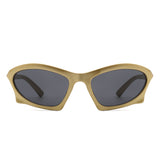 HS1153 - Rectangle Sport Shades Geometric Wrap Around Sunglasses