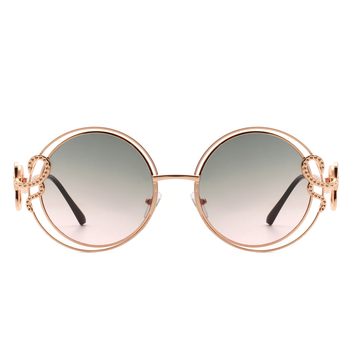 J3015 - Women Oversize Double Wire Curled Round Wholesale Sunglasses