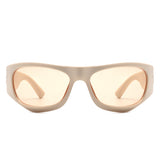 HS1190 - Geometric Wrap Around Tinted Fashion Square Wholesale Sunglasses