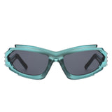 HS2129 - Futuristic Rectangle Geometric Chunky Sport Wrap Around Wholesale Sunglasses