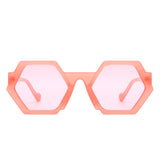 HS1209 - Geometric Round Irregular Tinted Fashion Wholesale Sunglasses