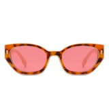 HS2067 - Geometric Retro Round Irregular Narrow Cat Eye Sunglasses