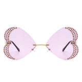 HW2030 - Rimless Butterfly Heart Shape Tinted Fashion Women Sunglasses